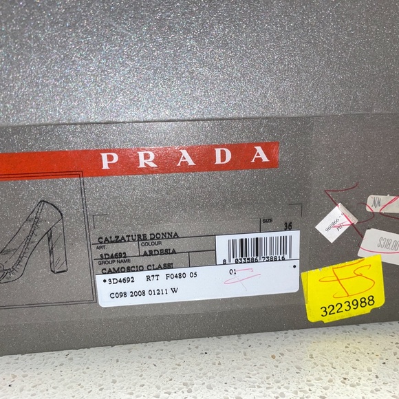 Prada Gray Suede Round Toe Block Heel Pumps - Picture 6 of 6